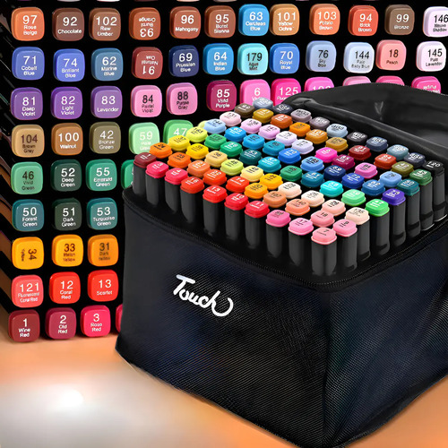 Marcador Conjunto Canetas 120 Cores Canetinha Ponta Dupla Cor Colorido Livro Colorir Pintar
