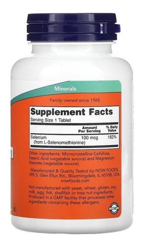 Now Foods  Selenio 100mcg 250 Tabs