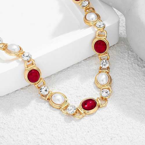 Gargantilla De Perlas Vintage, Collares Collares Rojos
