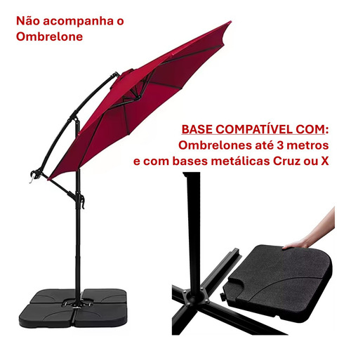 Base Para Ombrelone Lateral 4 60 Litros Água Areia Amz