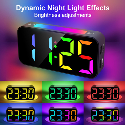 Reloj Despertador Ruidoso Digital Luz Nocturna Doble Alarma