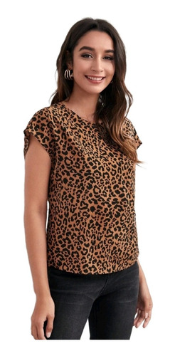 Blusa Dama Leopardo Con Abertura En Espalda.