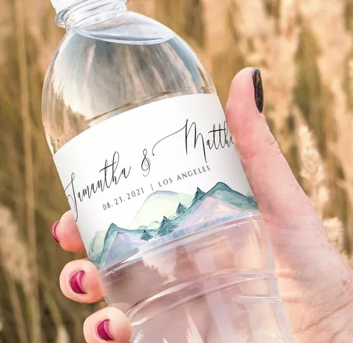 Etiqueta personalizada con datos para decorar botellas de agua