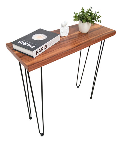 Mesa Recibidor Credenza Uxmal Repisa 80cm Largo X 90cm Alto Color Parota / Patas Negras