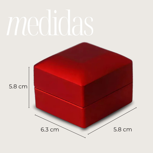 Caja Para Anillo De Compromiso Con Luz Led Estuche Joyero Rojo