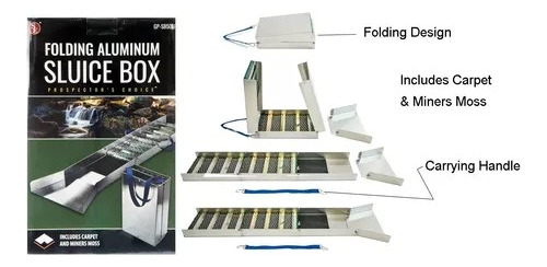 Sluice Box Draga Alfombra Lavar Oro Criba Canaleta T. Fisica