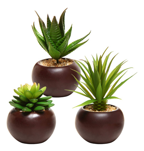 Mini Plantas Suculentas En Maceta Artificiales, Juego De 3