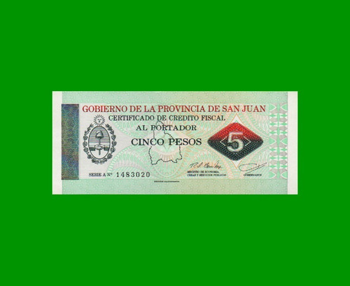 Bono San Juan $5,00 E C 425, Año 1995, Estado Sin Circular. 