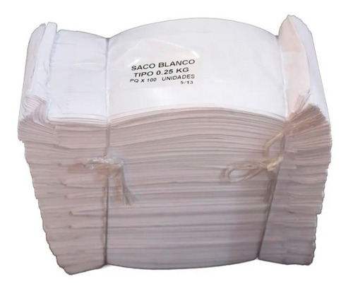 Imagen 7 de 10 de Bolsa Kraft Blanco Bolsas Saco Papel 1/4 Kg 100 Unidades