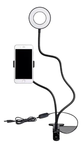 Aro de Luz con Soporte Para Celular y Clip para Mesa