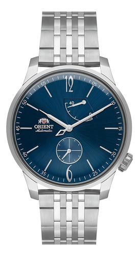 Relógio Orient Masculino Automático Superior Yn8ss001 D2sx Correia Prateado Bisel Prateado Fundo Azul