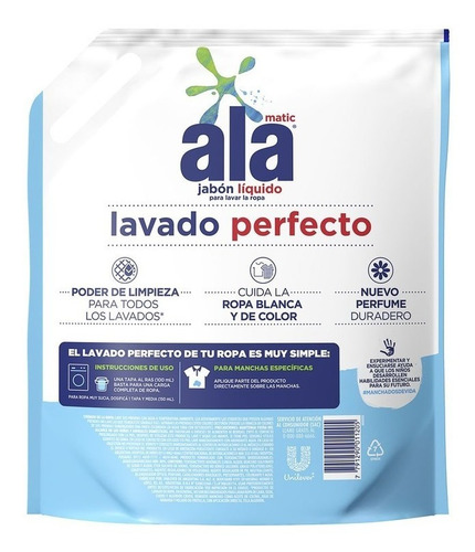 Jabon Liquido Ala Para Ropa X 3 Lt Repuesto Economico
