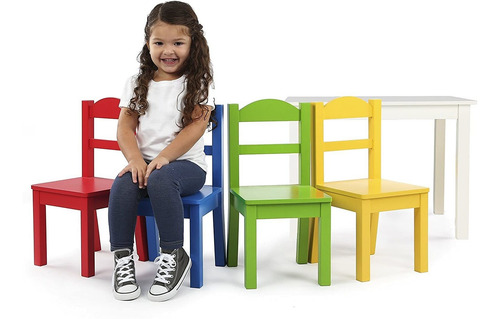 Tot Tutores Juego De Mesa Y 4 Sillas De Madera Para Niños, E