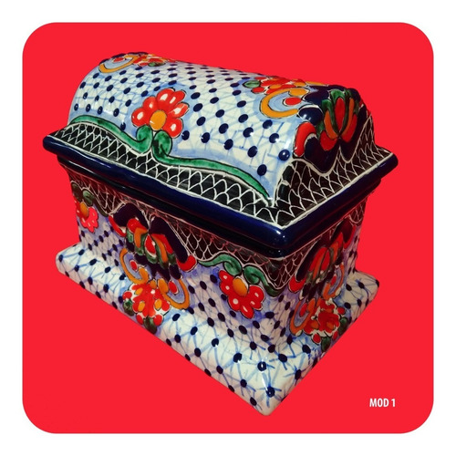 Imagen 3 de 3 de Alhajero Cofre De Talavera Poblana Barroca 12x15cm M1 Lhj