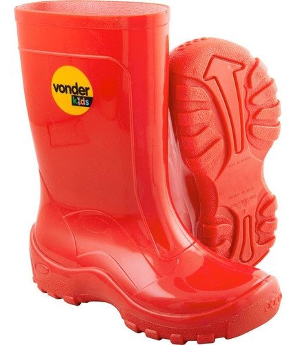 Bota Infantil Vermelha Pvc Com Forro Tam. 24/25 Vonder