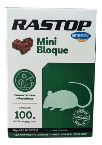 Raticida Rastop, Mini Bloque 100gr 