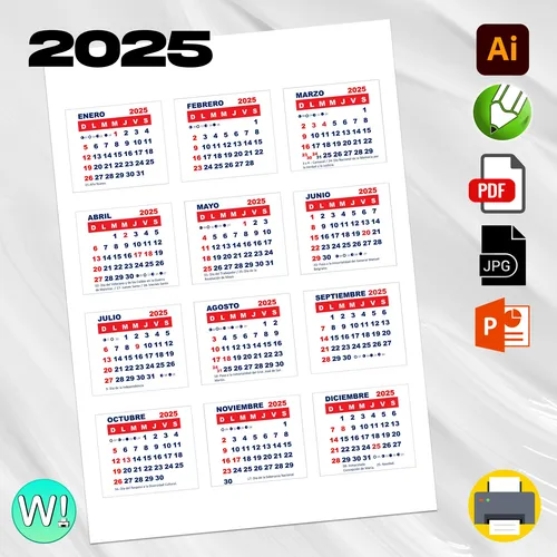 Kit Imprimible Calendarios Mignon 2025 Almanaques Editables en venta en Kit Imprimible Calendarios Mignon 2025 Almanaques Editables en venta en