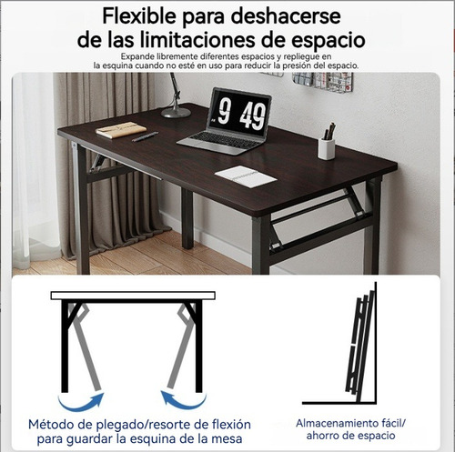 Plegable Mesa Largo Escritorio De Ordenador Para Casa Negro