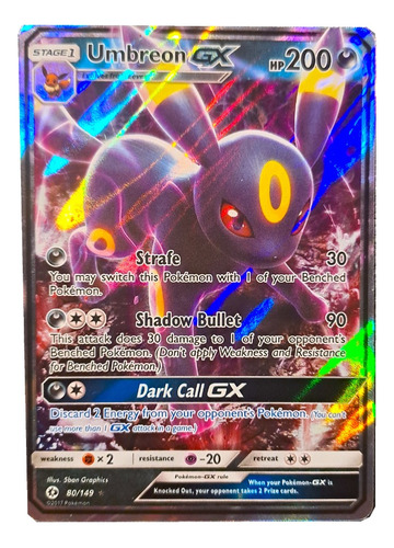 Umbreon Gx Holo Raro Pokemon Promocional Tcg Original