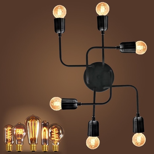 Imagem 4 de 8 de Pendente Sobrepor Retrô Vintage P/ 6 Lampadas Bocal E27