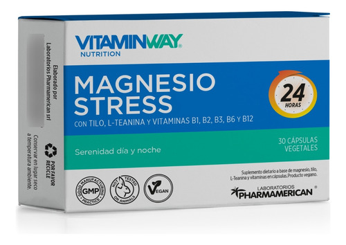 Vitamin Way Magnesio Stress Tilo + L-teanina+vitaminas 30c Sabor Sin sabor