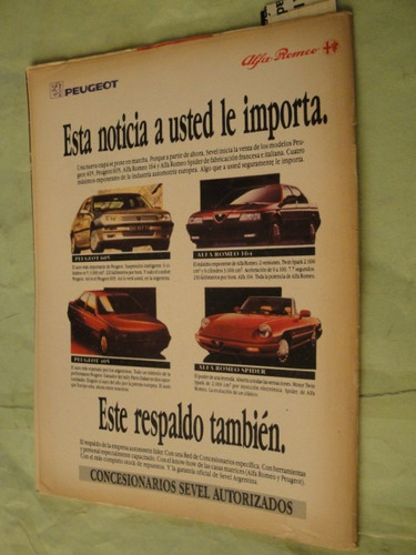 Publicidad Peugeot - Alfa Romeo Año 1991
