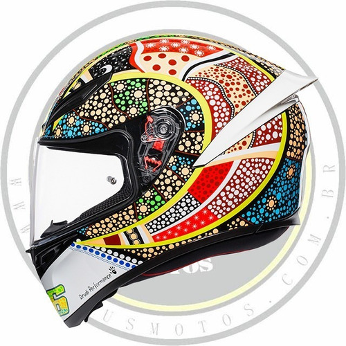 Capacete Agv K1 Dreamtime 46 Valentino Rossi Branco Com Nota