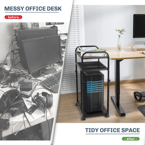 Soporte De Torre De Computadora Ajustable Con Ruedas Bloquea