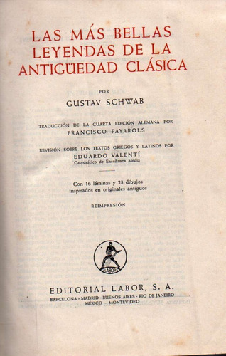 Las Mas Bellas Leyendas De La Antiguedad Clasica Gustav Schw