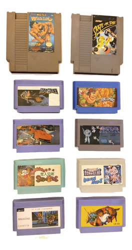 Lote De 10 Juegos Family Computer Famicom Nes Lt-1
