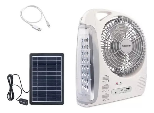 Ventilador Solar Para Acampar Con Batería De Luz De 2 Veloci