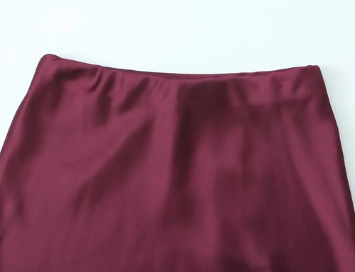Falda Midi Evasé De Satén De Seda Para Mujer