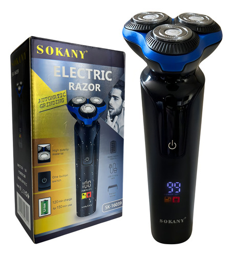 Barbeador Elétrico Recarregável 1200mah Profissional Sokany Cor Preto