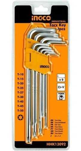 Llave Torx Extralarga Juego 9 Piezas T10-t50mm Ingco