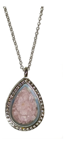 Collar Relicario Con Cristales Protección Sanador Místico Cuarzo Rosa
