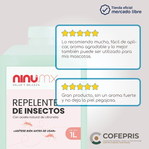 Imagen 4 de 6 de Repelente Mosquitos E Insectos A Base De Citronela Ninu 1 L