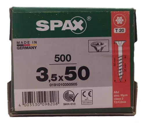 5 Cajas Tornillos Spax-m 3.5 X 40 Para Mdf (200 Pz Por Caja)