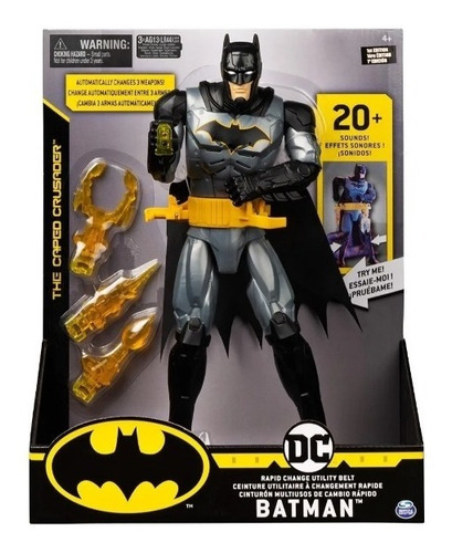 Dc Batman Figura Deluxe 30cm Cinturon C/ Armas Luz Y Sonido