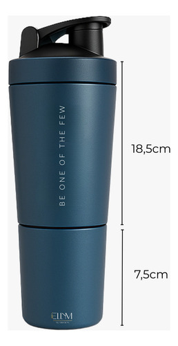 Coqueteleira Inox 600ml Ellym Nutrition Compartimento Whey Cor Preto