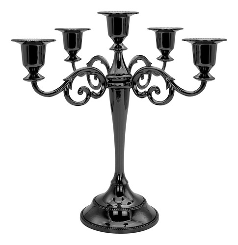 Candelabro Metal Negro 5 Brazo Adapta Vela Conica 3 4  Para