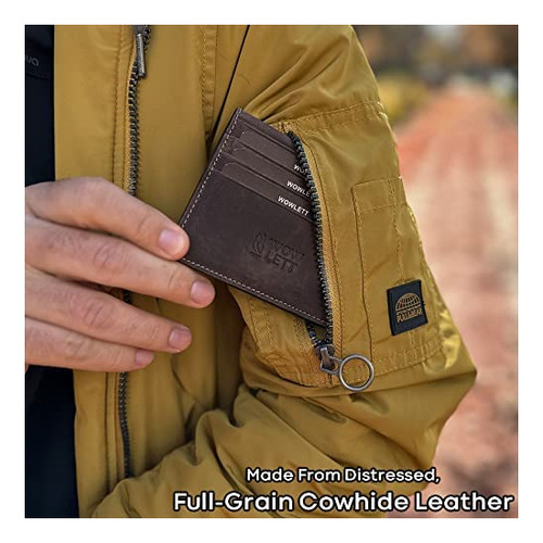 Billetera De Hombre Wowlett Cierre A Presion Ginger Marron