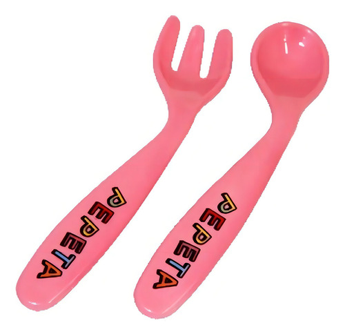 Talheres Infantil Colher E Garfo Com Ponta Redonda Prático Cor Rosa