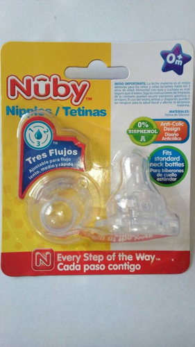 Set 4 Tetinas Nuby Anti Cólico Cuello Ancho 3 Flujos 0 M +