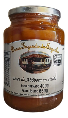 Doce de abóbora em calda artesanal mineiro abóbora Doces Caseiros de Minas sem TACC em vidro 650 kg