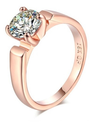 Anillo Compromiso Round Cut Rose Gold Novia Regalo Envío Grt