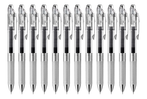 Bolígrafos Pentel Infree Bln75tl Tinta Gel Líquida 0.5mm 12u Color de la tinta Negro Color del exterior Plata