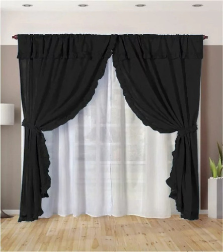 Cortinas Ambiente Romantica Volados 2 Paños Dobles Excelente