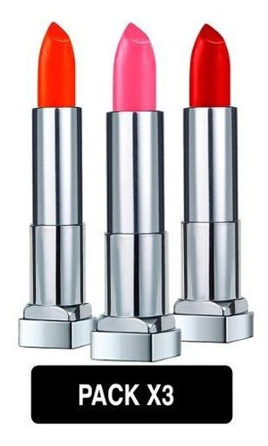 Pack 3 Labiales Maybelline Color Sensational