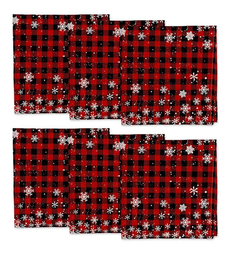 Artoid Mode Red And Black Buffalo Plaid Snowflakes Christmas