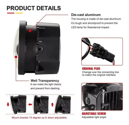 Par De 4 Faros Antiniebla Led Universales Jeep Wrangler D